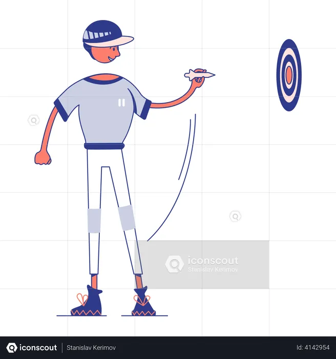 Guy playing darts  Illustration