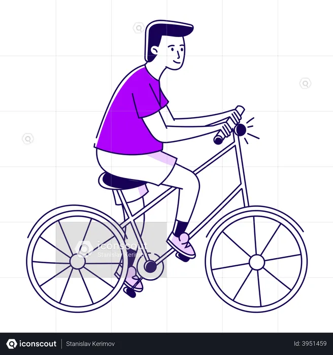 Guy Riding A Bike  Illustration