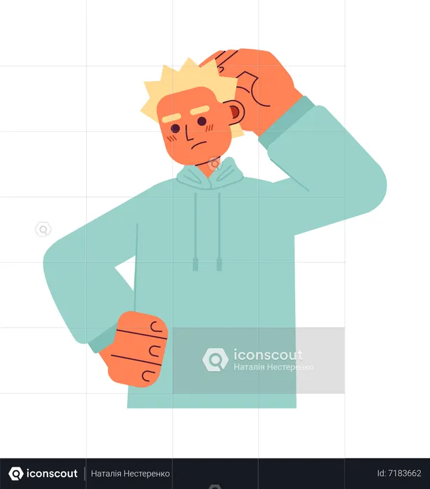 Guy rubbing head in confusion  Illustration