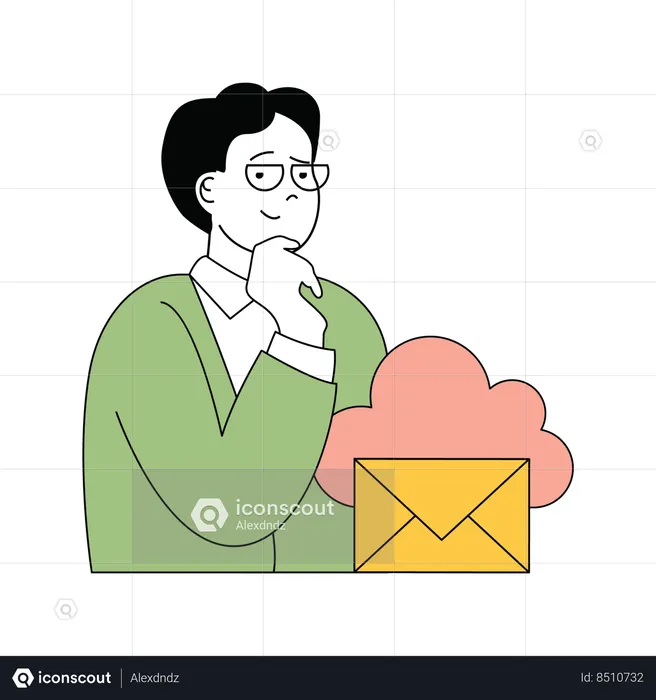 Guy showing cloud message  Illustration