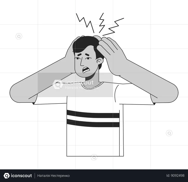 Guy suffers from headache  Illustration