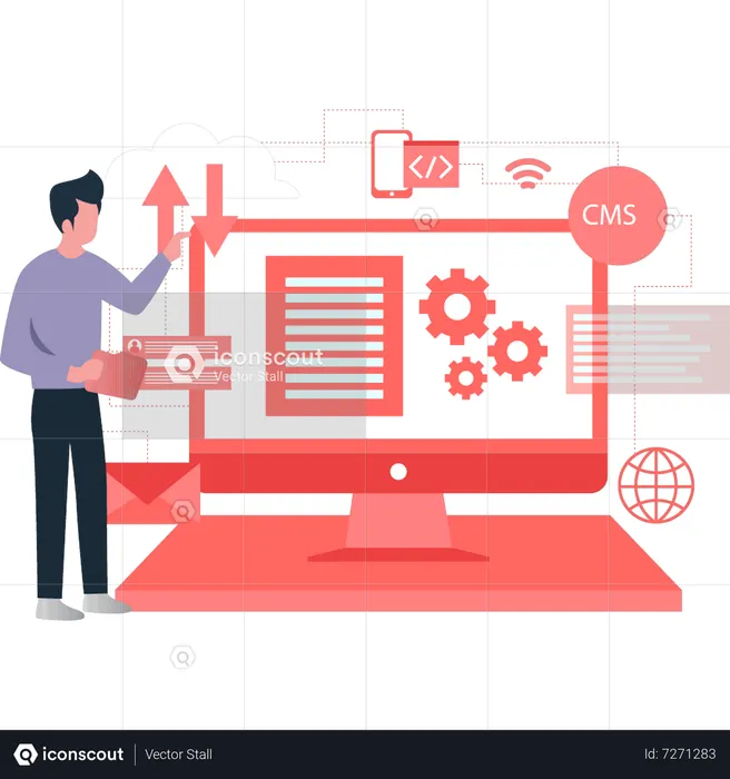 Guy working on coding setting  Illustration