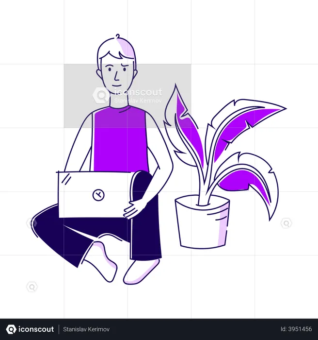Guy working on laptop  Illustration