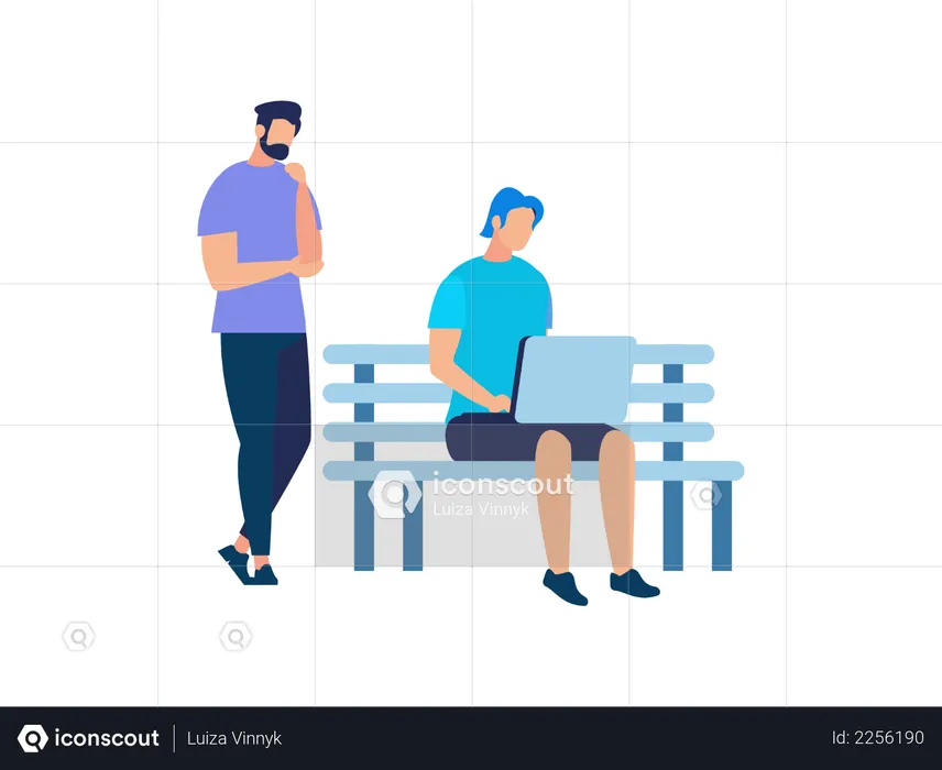 Guy Working on Laptop  Illustration