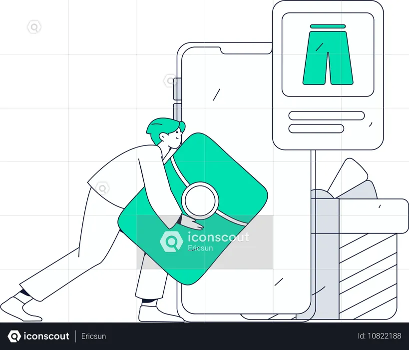 Guys doing shopping payment  Illustration