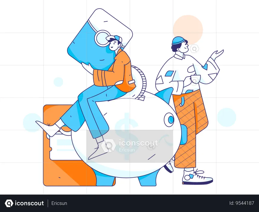 Guys doing wallet payment  Illustration