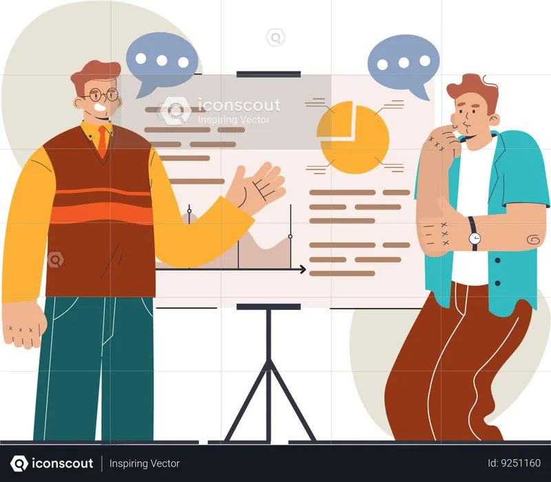 Guys giving business presentation  Illustration