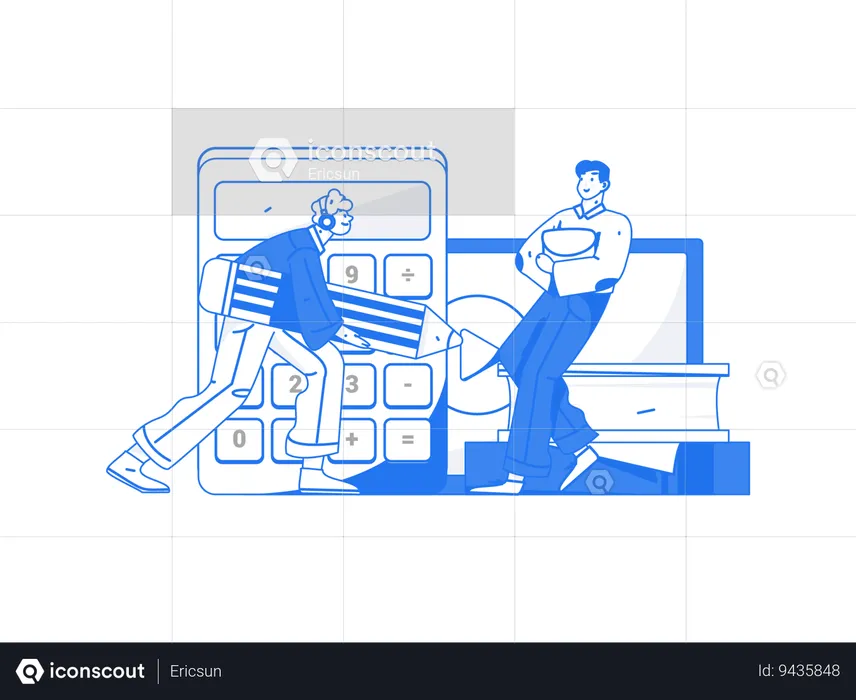 Guys taking Digital math lecture  Illustration