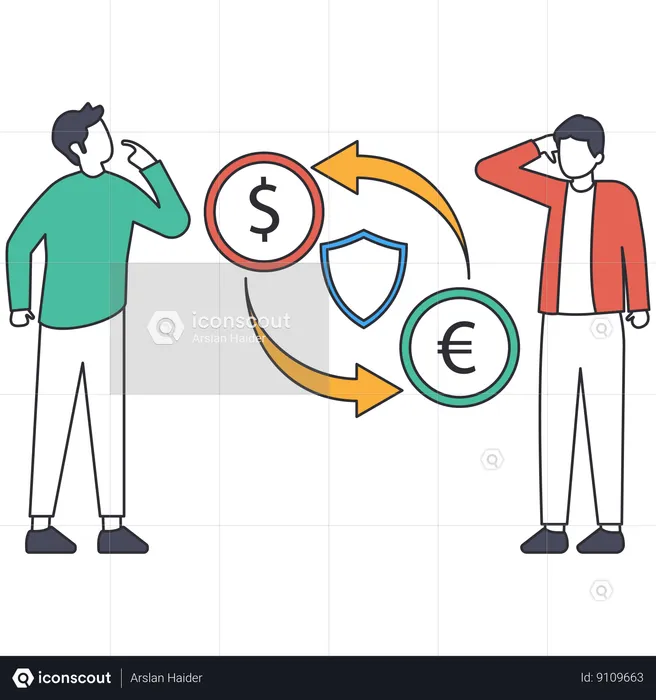 Guys thinking about Secure payment  Illustration