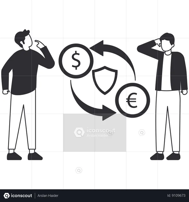 Guys thinking about Secure payment  Illustration