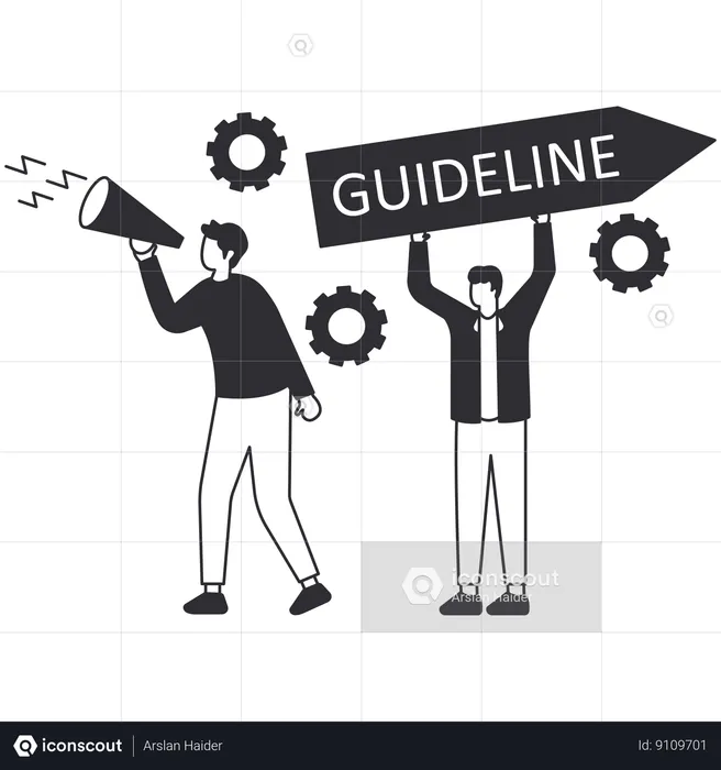 Guys working on Brand Communication Guideline  Illustration