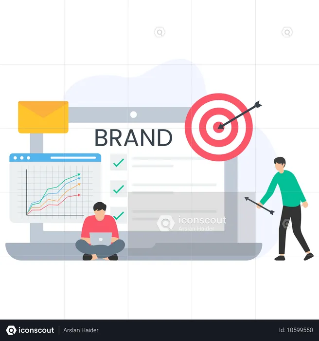 Guys working on  Brand target  Illustration