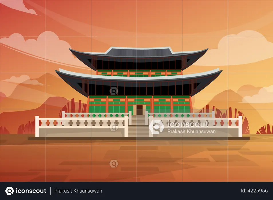 Gyeongbokgung palace in Seoul  Illustration