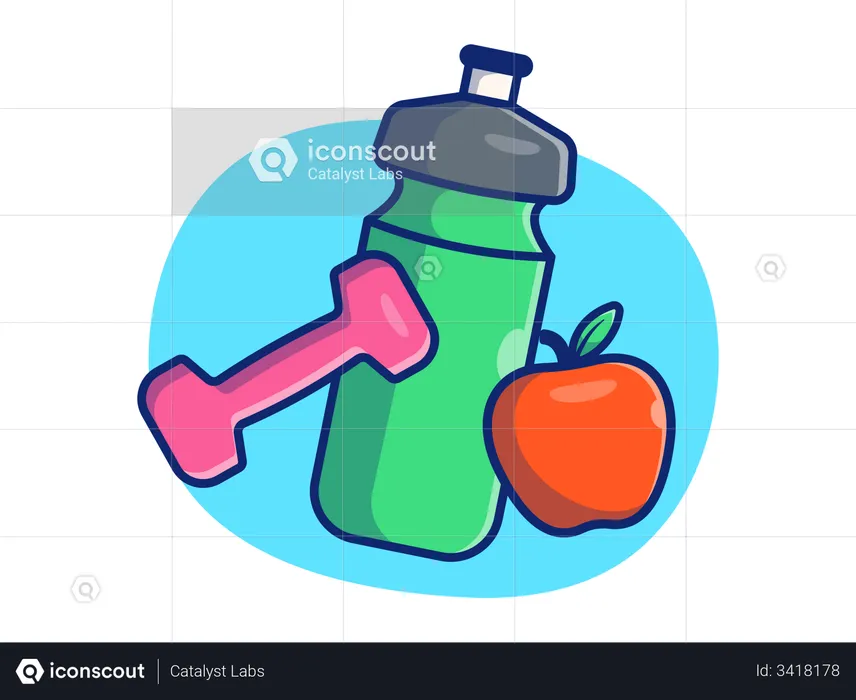 Gym bottle with healthy diet  Illustration