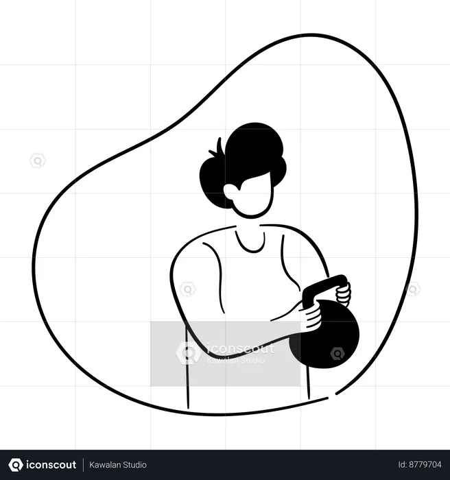 Gym boy doing kettlebell exercise  Illustration