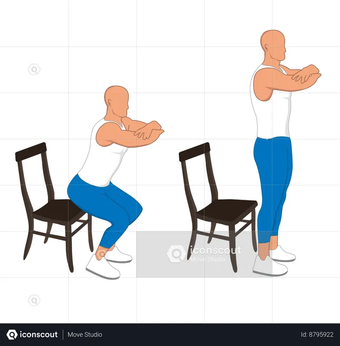 Gym man doing exercise  Illustration