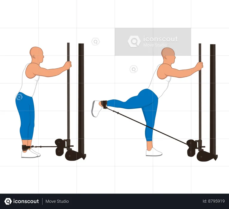 Gym man doing legs exercise  Illustration