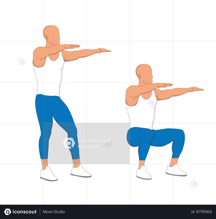 Gym man doing stretching exercise  Illustration