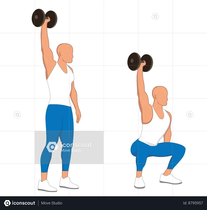 Gym man holding dumbbell  Illustration