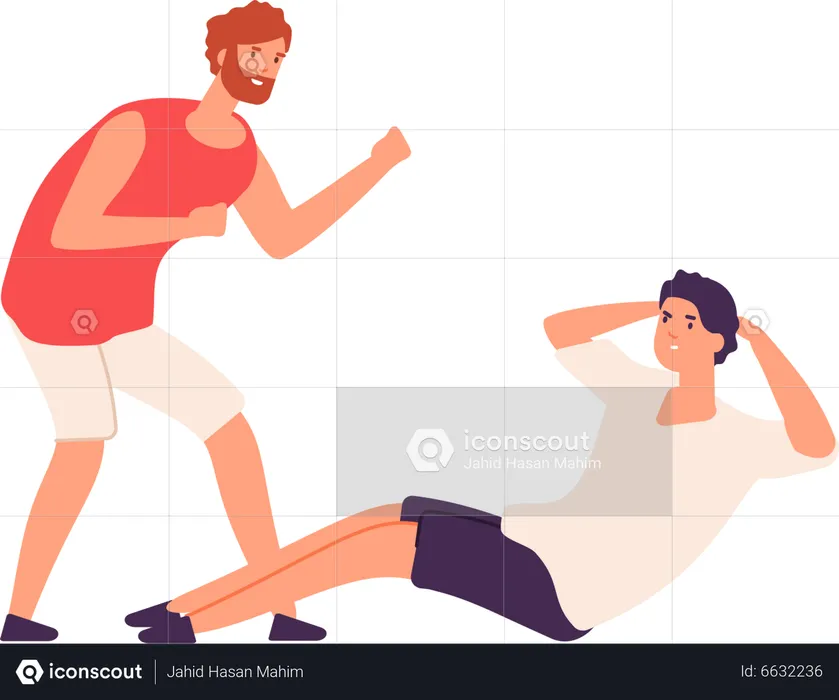 Gym trainer giving gym training  Illustration
