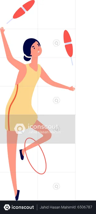 Gymnast Girl Balancing in Ring  Illustration