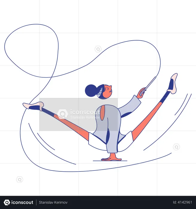 Gymnast girl with a ribbon  Illustration