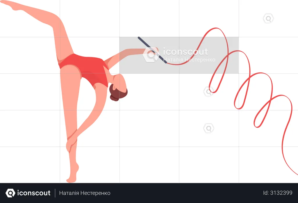 Gymnast with ribbon  Illustration