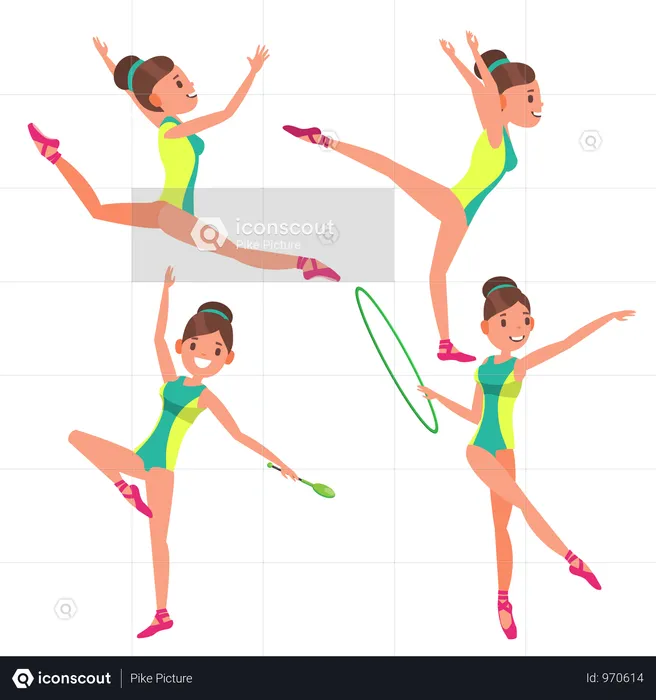 Gymnastics Young Woman Player  Illustration