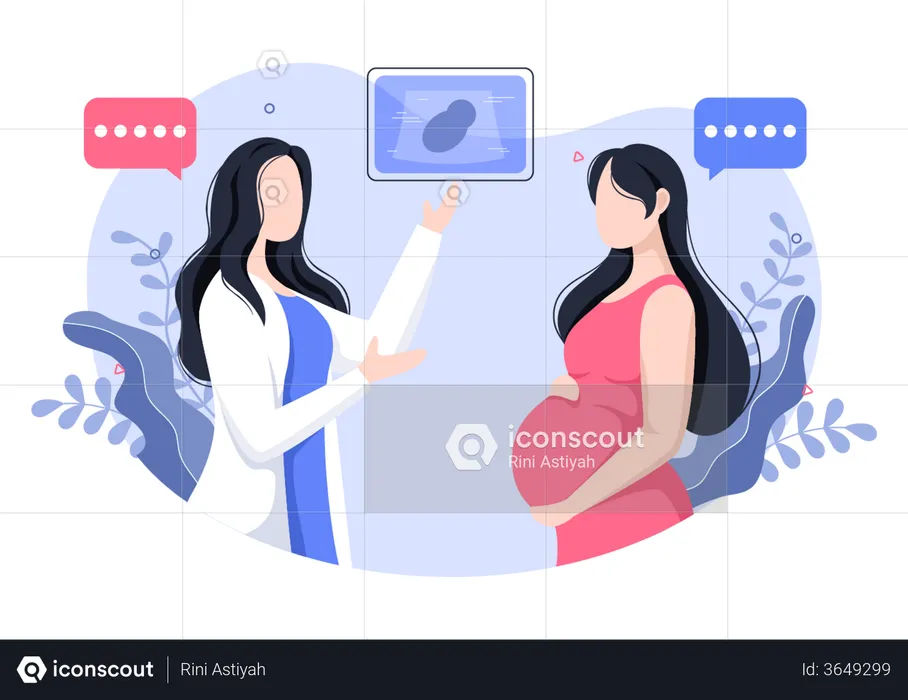 Gynaecologist consulting pregnant lady  Illustration