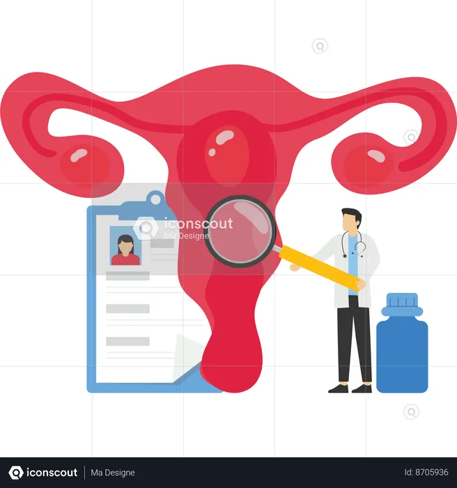 Gynecologist checking uterus  Illustration