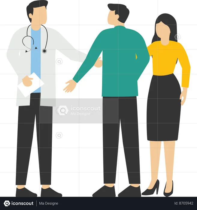 Gynecologist giving advice to couple  Illustration