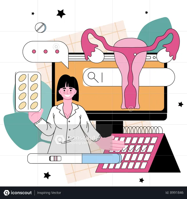 Gynecologist online service  Illustration