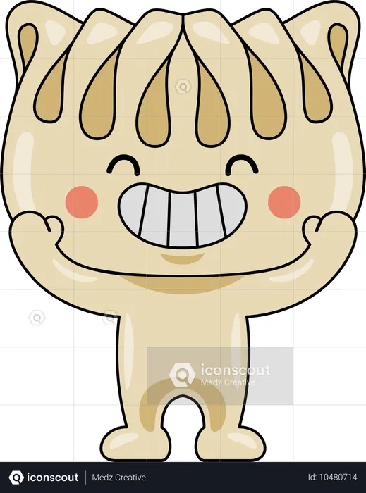 Gyoza Mascot raising hands  Illustration