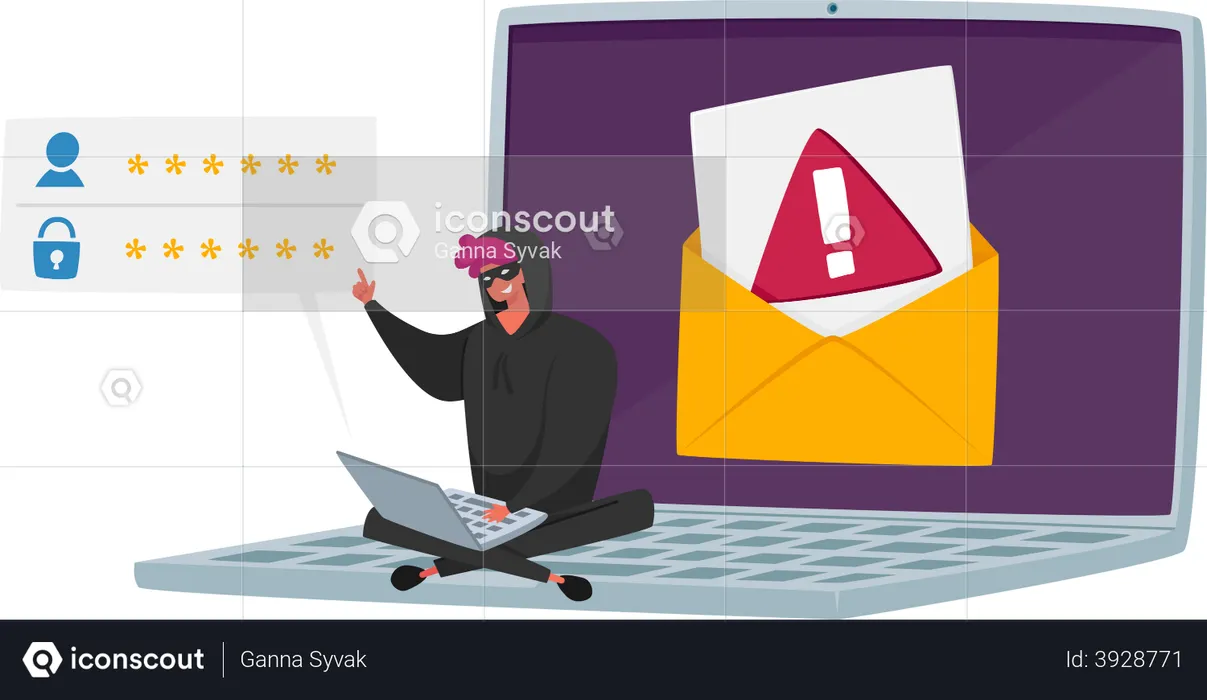Hacker attacking by email  Illustration