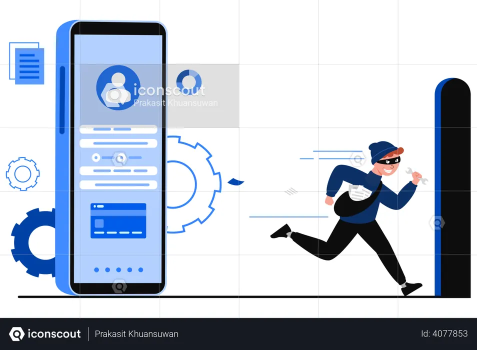 Hacker attaquant le paiement numérique  Illustration