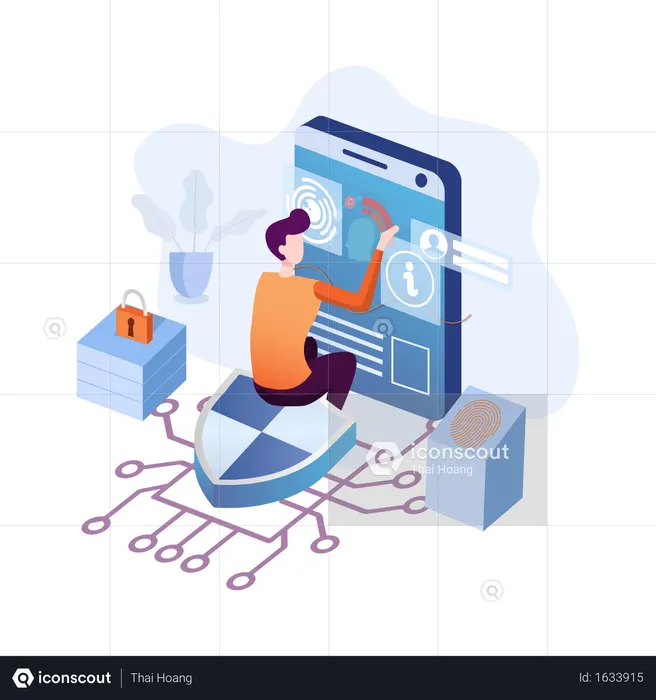 Hacker doing cyber attack for data stealing  Illustration