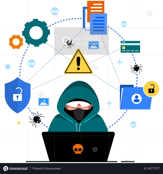 Hacker Doing Data Phishing  Illustration