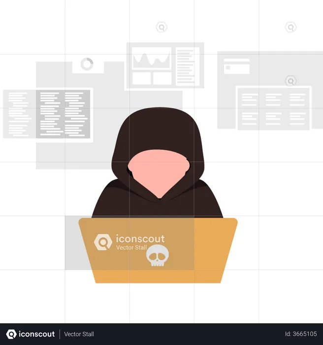 Hacker doing hacking  Illustration