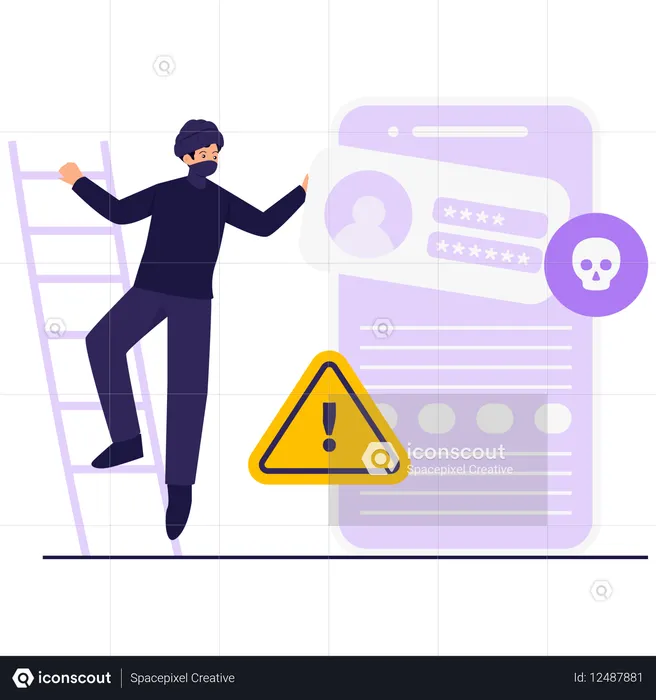 個人情報窃盗攻撃を行うハッカー  イラスト