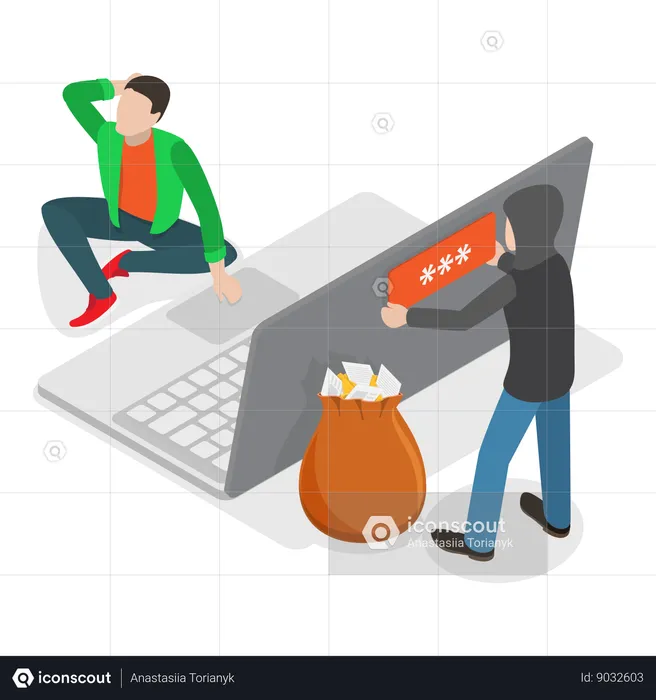 Hacker doing online scam  Illustration