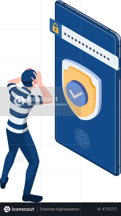 Hacker Failed to Hacking Smartphone with Security System  Illustration