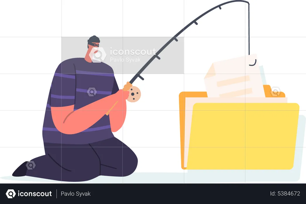 Hacker fishing for data  Illustration