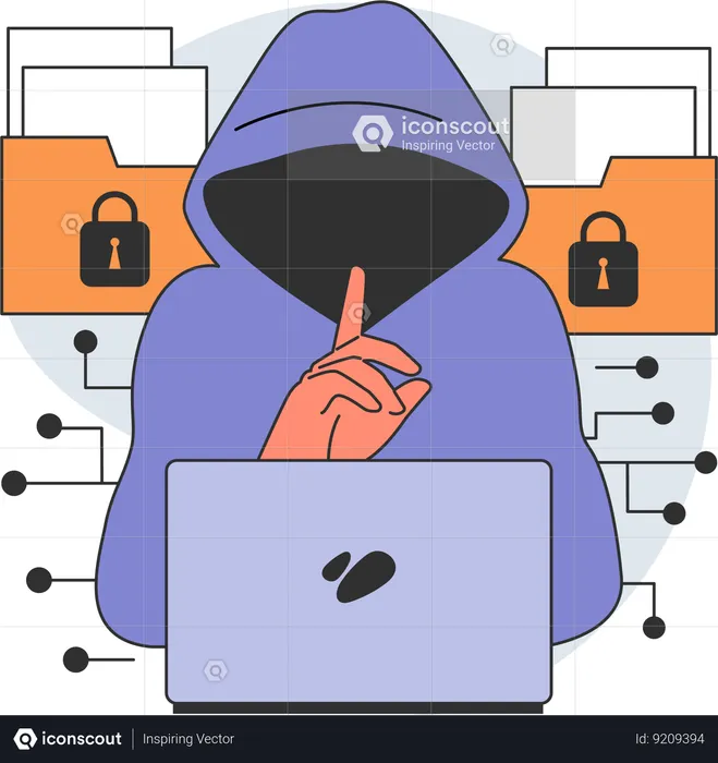 Hacker hackeia informações online  Ilustração