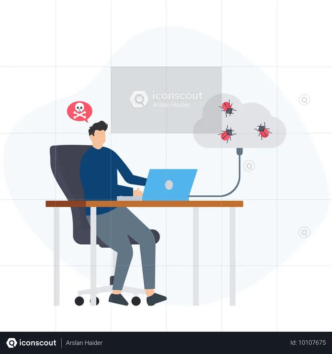 Hacker hacking cloud data  Illustration
