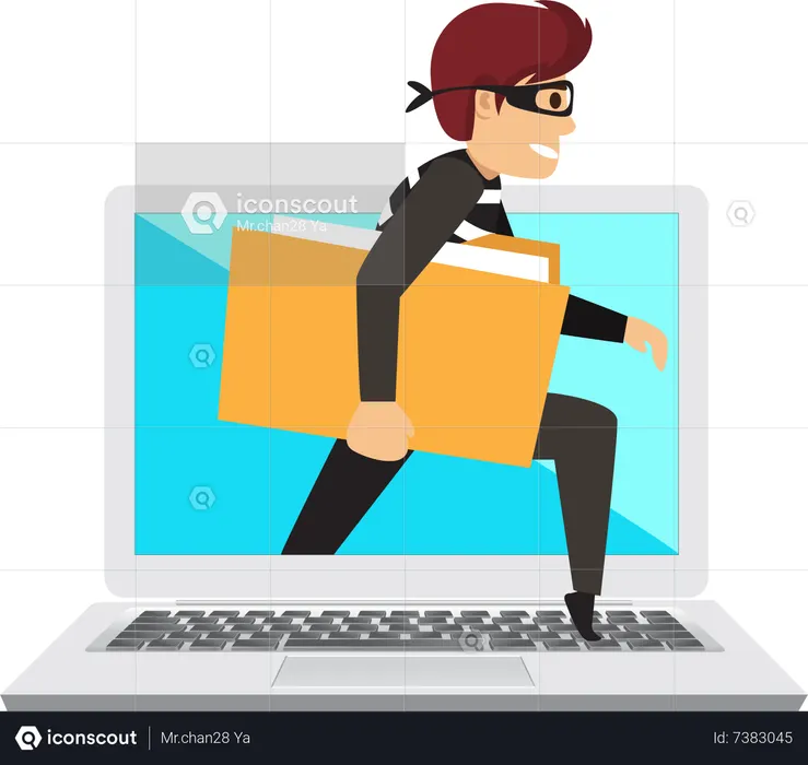 Hacker hacking File folder from system  Illustration