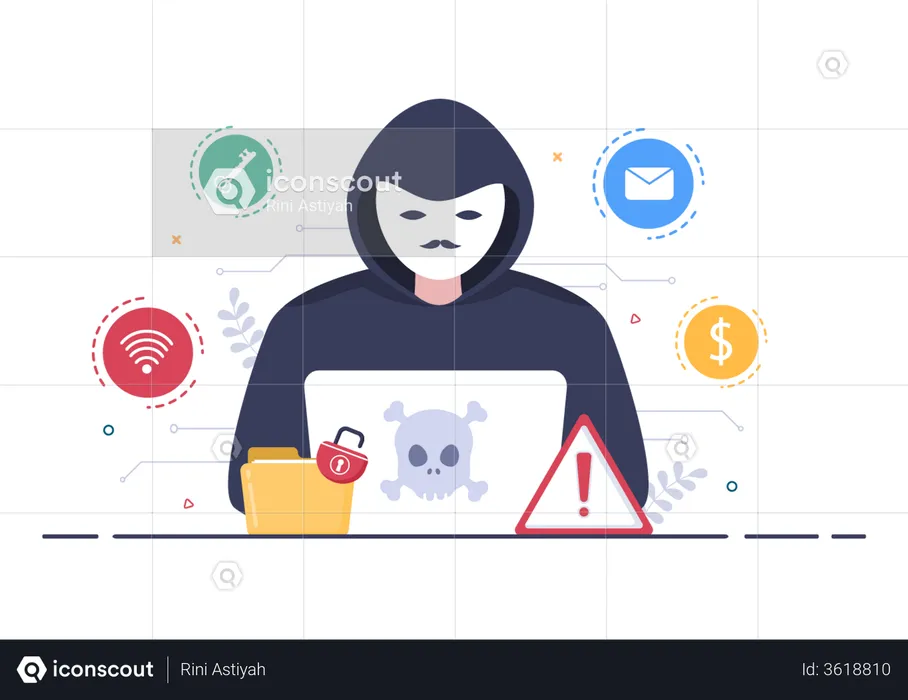 Hacker hacking website  Illustration