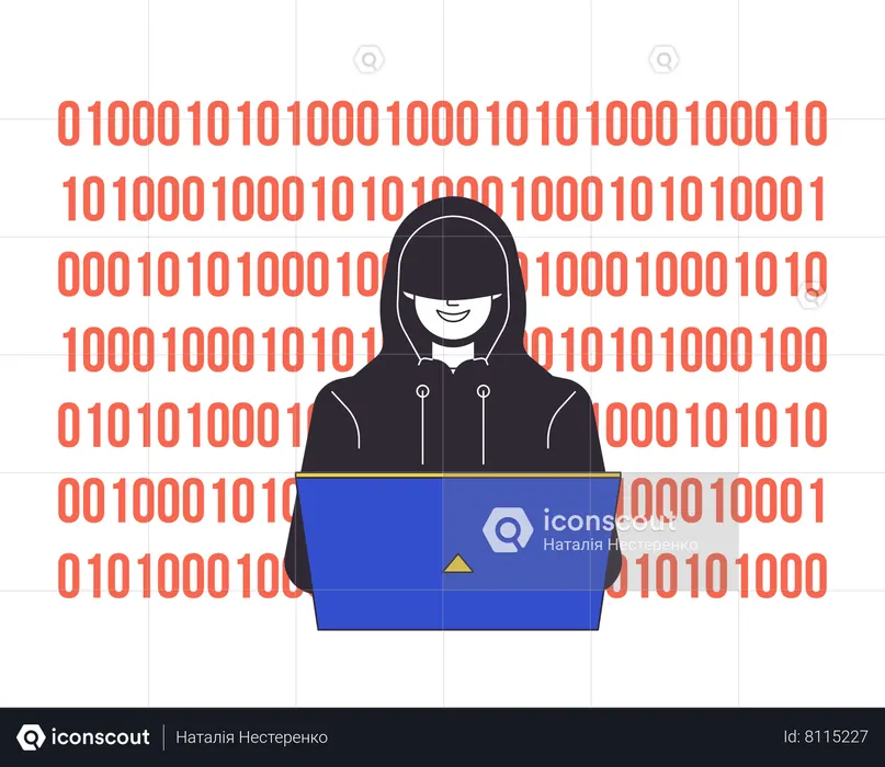 Hacker in hood coding  Illustration