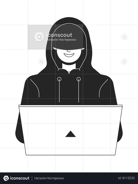 Hacker de capuz sorrindo  Ilustração