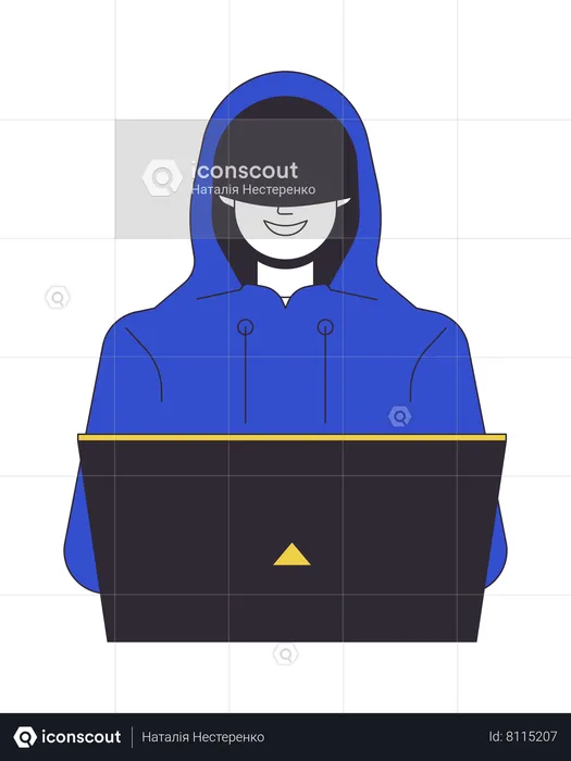 Hacker de capuz sorrindo  Ilustração