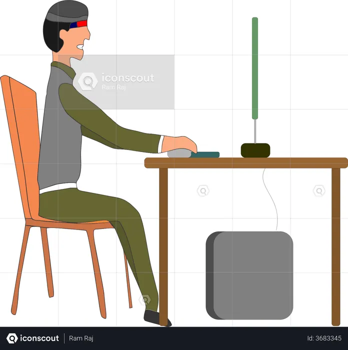 Hacker operating computer  Illustration